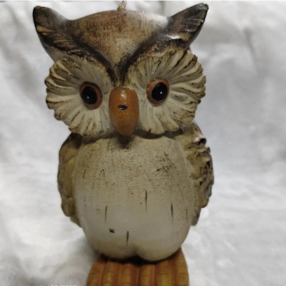 Rustic Owl Candle Figurine‎ Decorative Home Decor Accent
